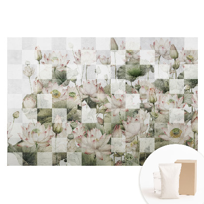 Tapet fotografic pe material nețesut cu flori de lotus și modele geometrice