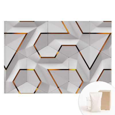 Tapet nețesut cu model geometric hexagonal și accente galbene