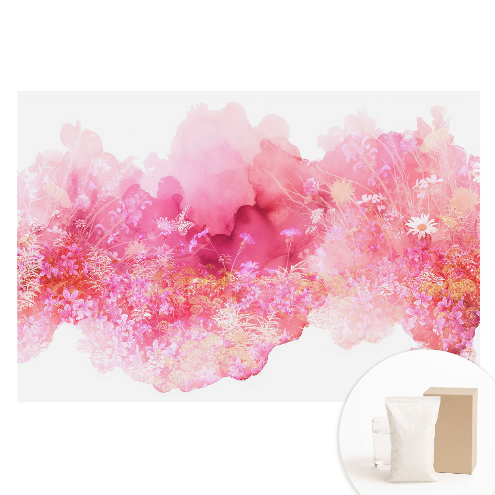 Tapet nețesut cu imprimeu Abstracție florală roz