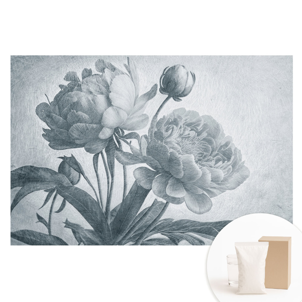 Tapet nețesut Structura elegantă a florilor delicate gri
