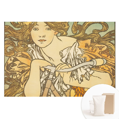 Tapet fotografic pe material nețesut Femeie pe bicicletă în stil Art Nouveau