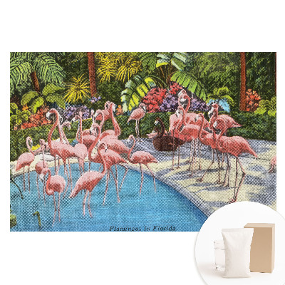 Fototapet cu imprimeu pe material nețesut Flamingo lângă piscină