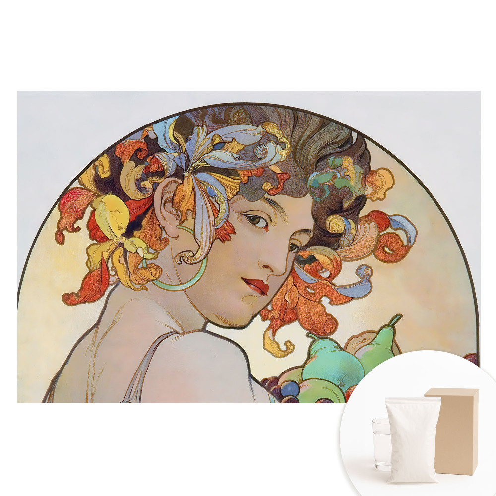 Tapet nețesut cu portret Art Nouveau al unei femei cu panglici