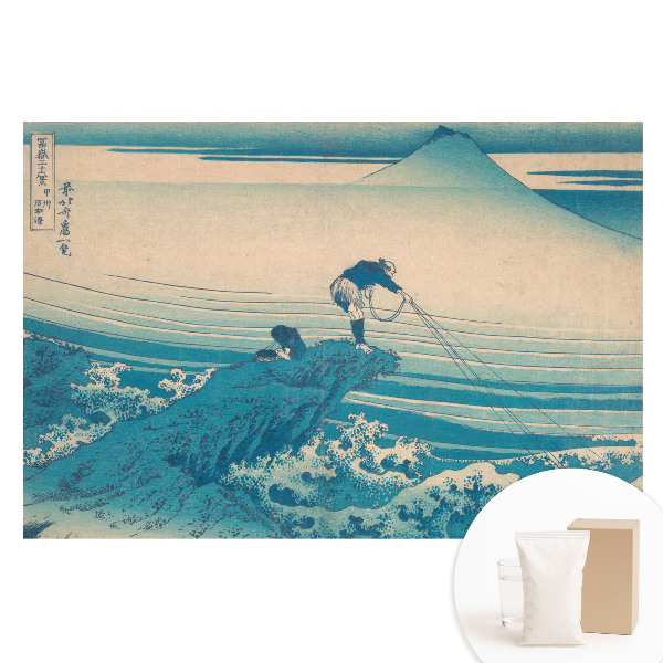 Tapet fotografic nețesut Pescari cu un munte în fundal.