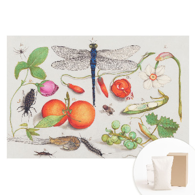 Tapet nețesut cu imprimeu Colaj botanic cu insecte