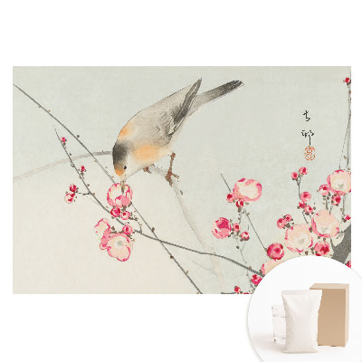 Tapet fototapet nețesut cu model de păsări și flori japoneze