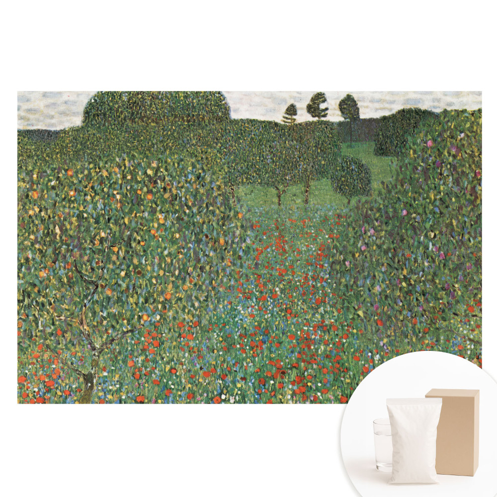 Tapet fotografic nețesut O pajiște înflorită printre copaci