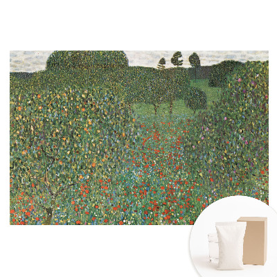 Tapet fotografic nețesut O pajiște înflorită printre copaci