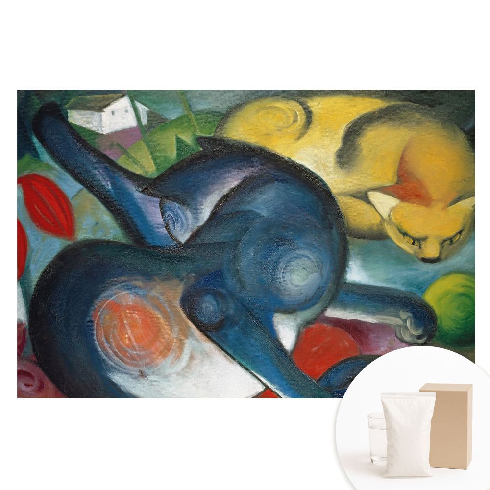Tapet fotografic din material nețesut cu pisici abstracte într-un peisaj colorat