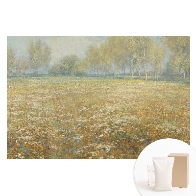 Tapet fotografic pe material nețesut Peisaj de flori lângă pădure