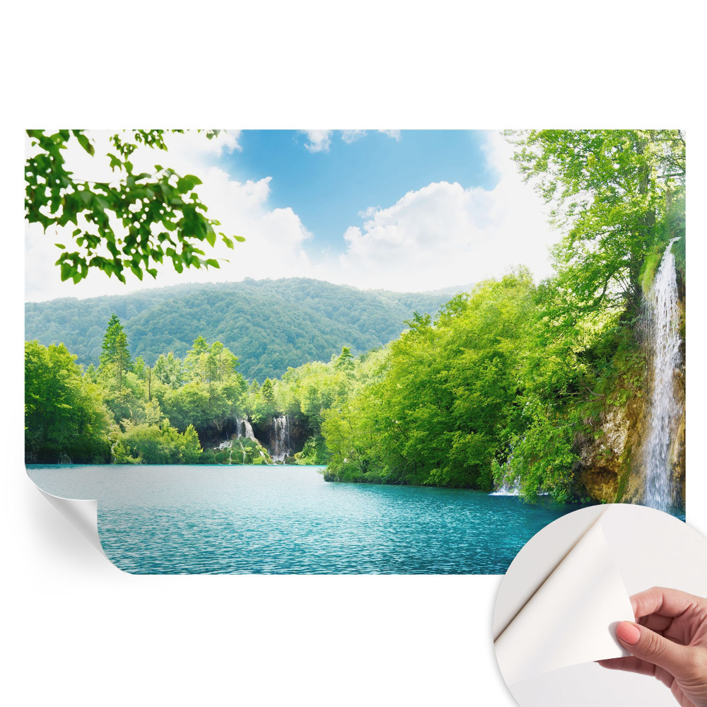 Fototapet autoadeziv pentru dormitor cu model cascadă naturală