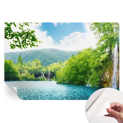 Fototapet autoadeziv pentru dormitor cu model cascadă naturală