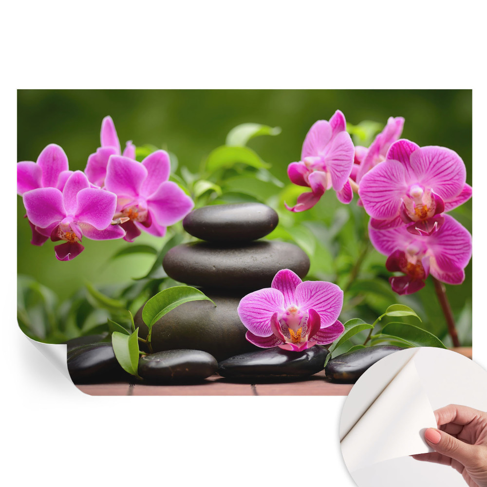 Fototapet autoadeziv pentru dormitor Pietre de orhidee