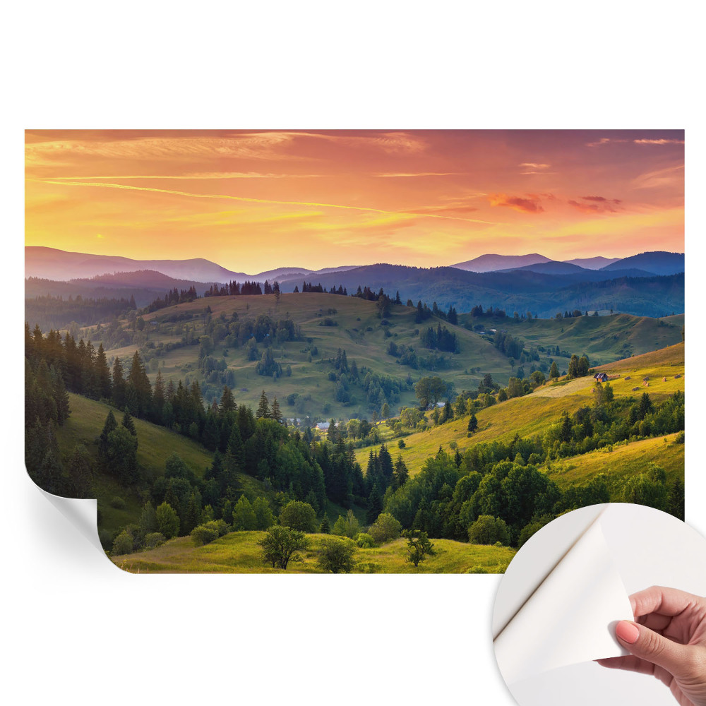 Fototapet autoadeziv pentru dormitor cu peisaj montan