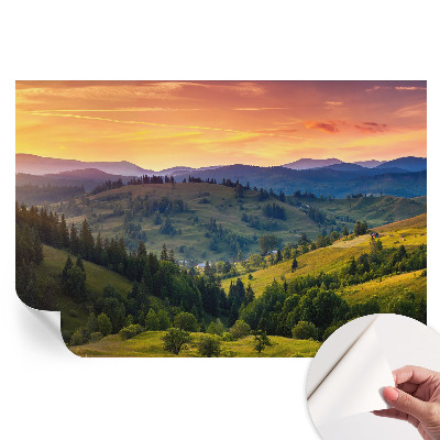 Fototapet autoadeziv pentru dormitor cu peisaj montan