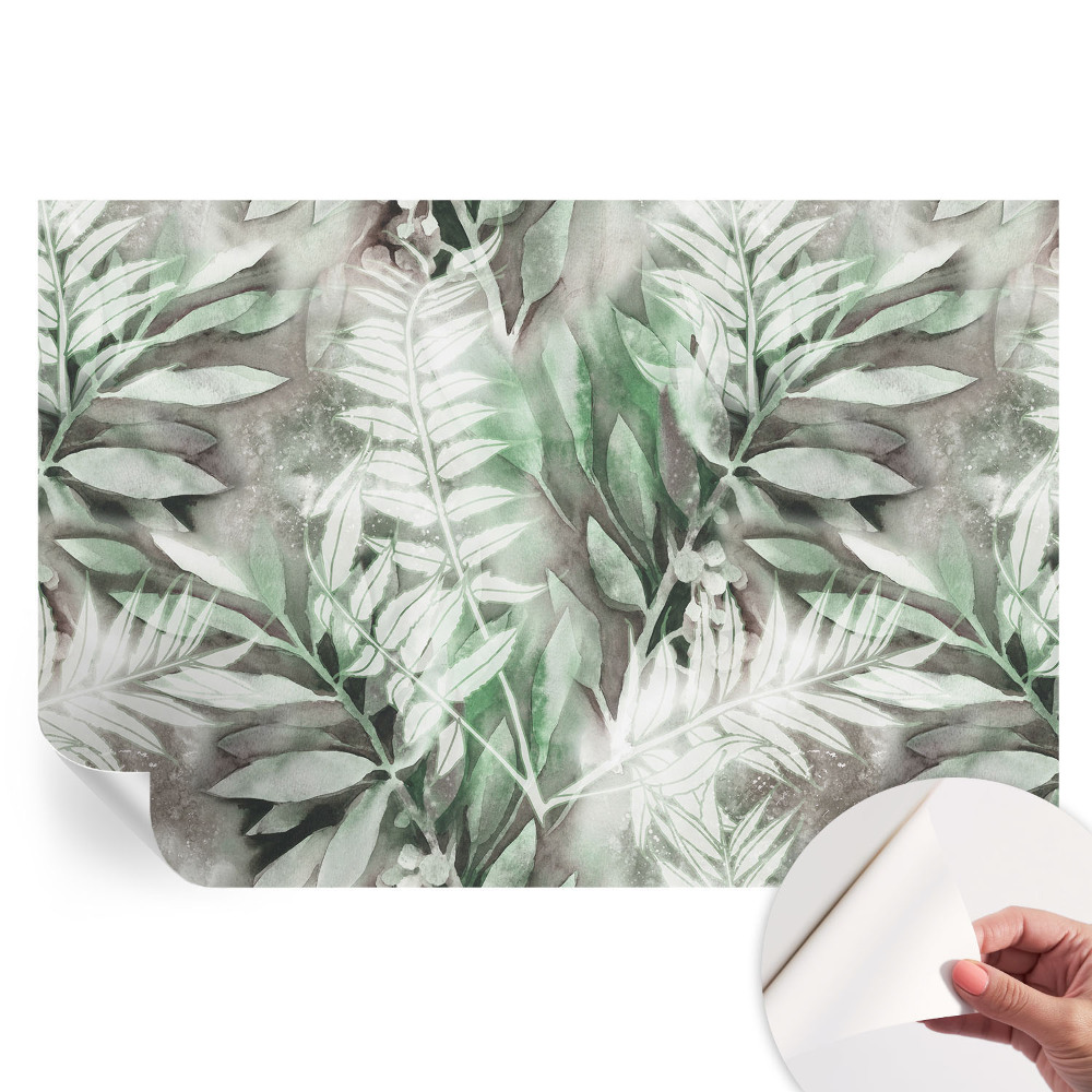 Tapet autoadeziv pentru camera de zi Frunze de acuarelă