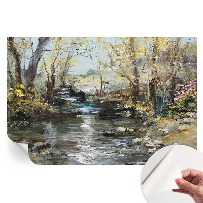Tapet autoadeziv pentru camera de zi Pârâu de pădure