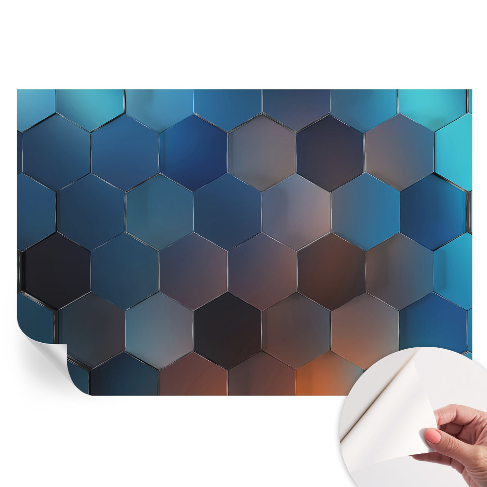 Fototapet autoadeziv pentru dormitor Hexagone albastre