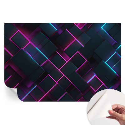 Tapet fotografic autoadeziv cu model geometrie neon