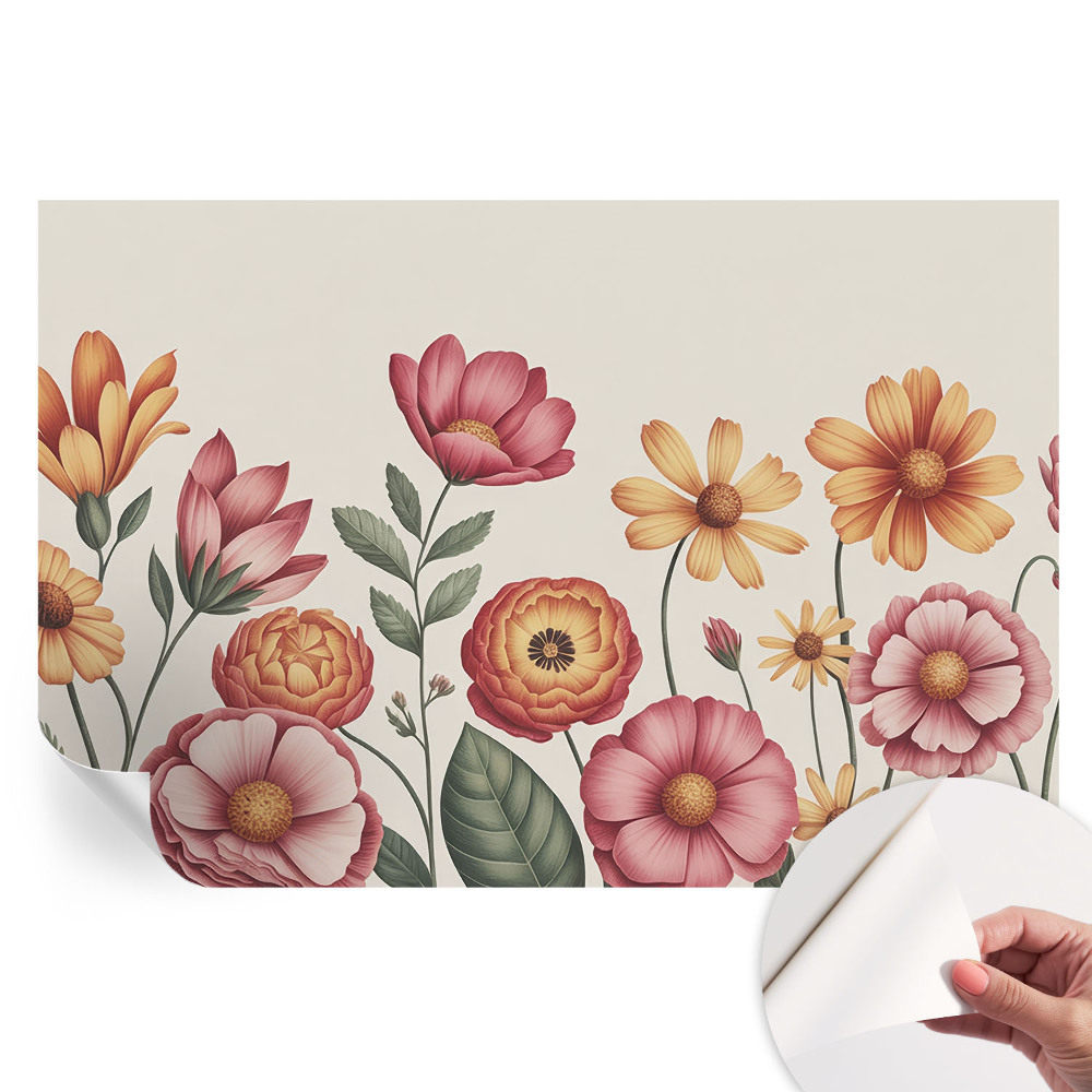 Tapet autoadeziv pentru camera de zi cu model floral