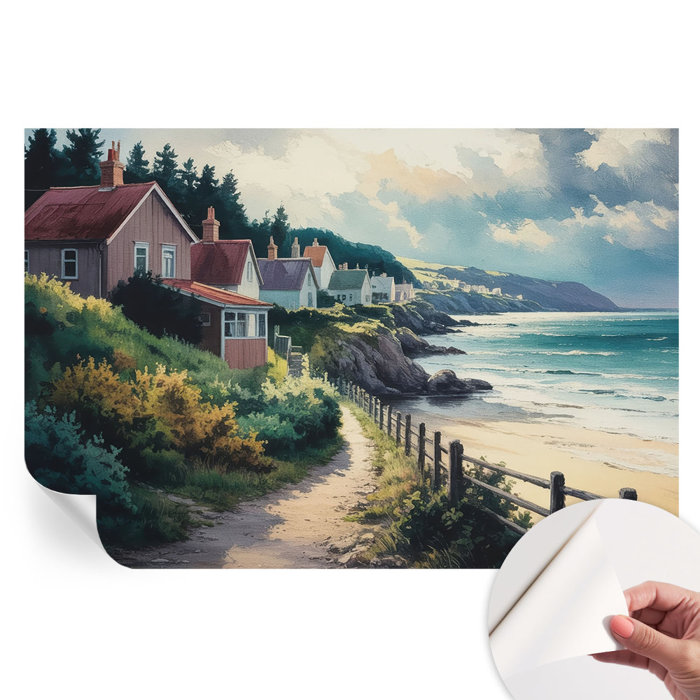 Tapet autoadeziv pentru camera de zi Case pe stâncă