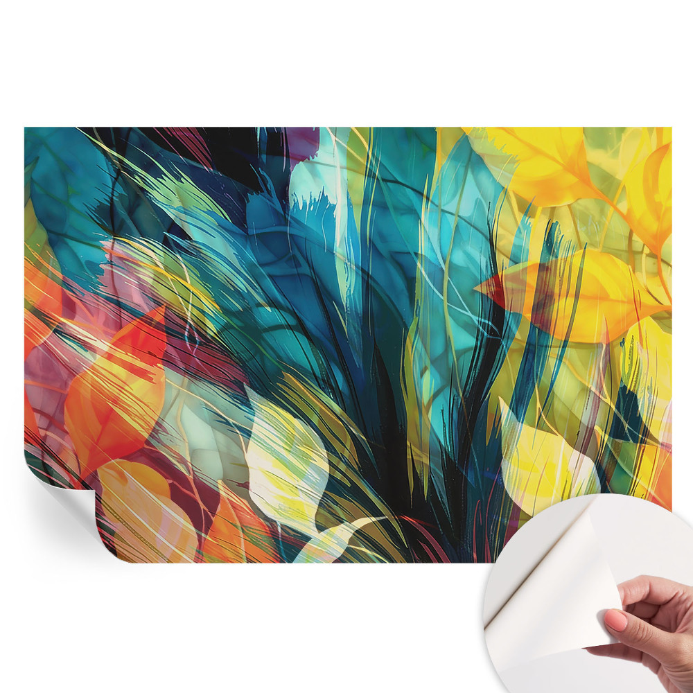 Tapet autoadeziv pentru camera de zi Frunze abstracte