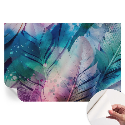 Tapet autoadeziv pentru camera de zi Pene colorate