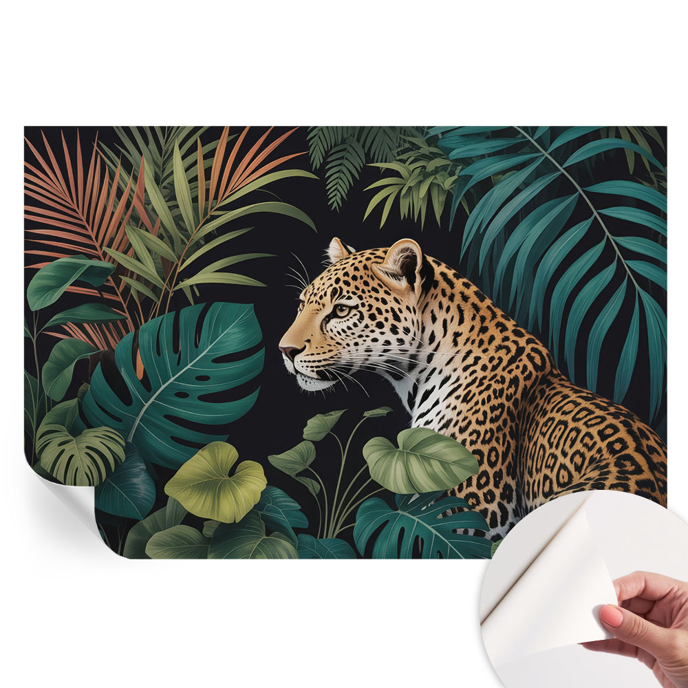 Fototapet modern pentru sufragerie Leopard exotic