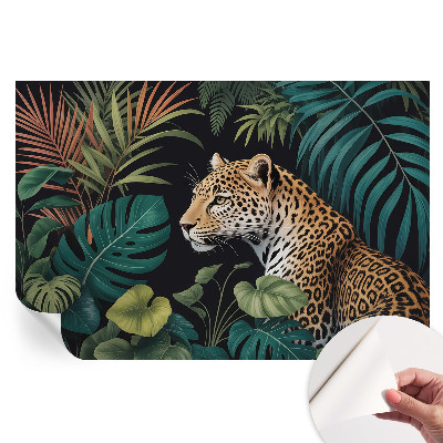 Fototapet modern pentru sufragerie cu model leopard exotic