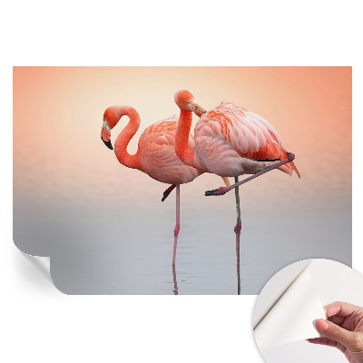 Fototapet modern pentru sufragerie Flamingo delicați
