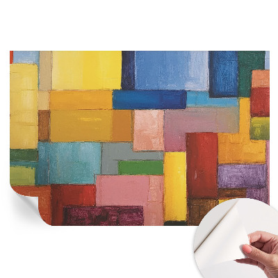 Fototapet modern cu dreptunghiuri colorate pentru sufragerie