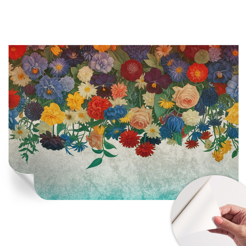 Tapet autoadeziv pentru camera de zi Flori colorate