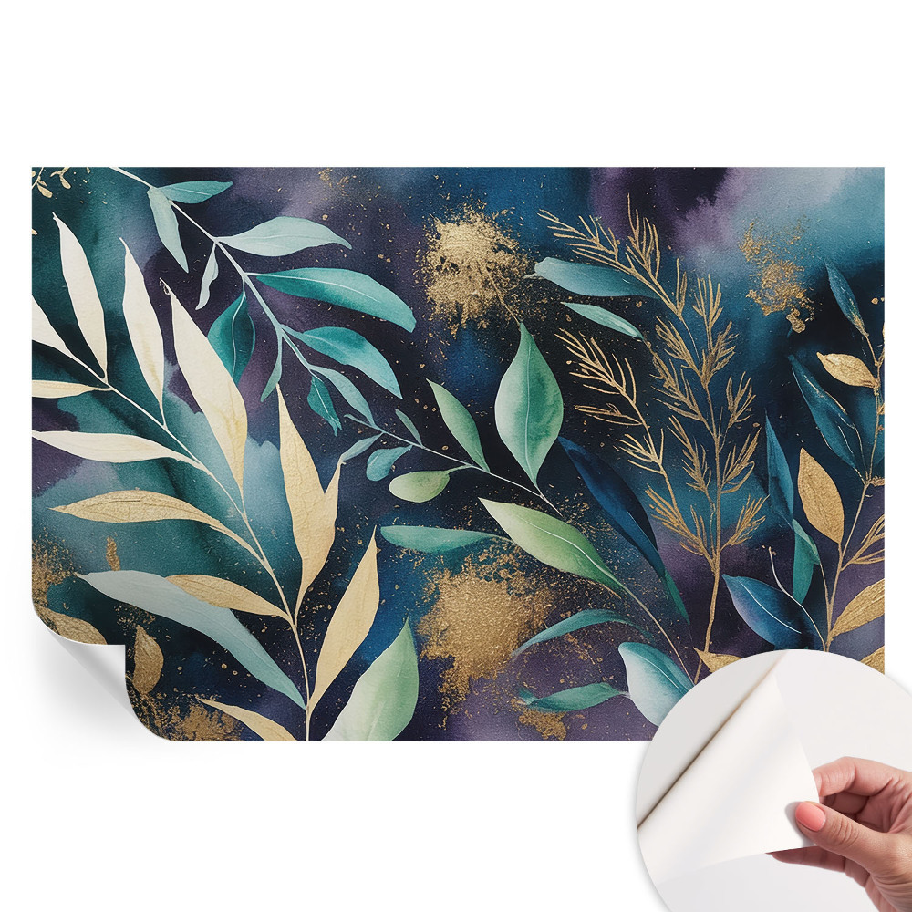 Tapet autoadeziv pentru living cu model cu frunze botanice