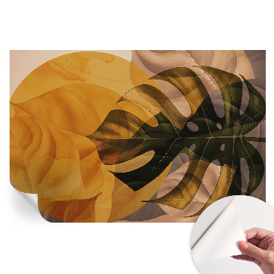 Fototapet autoadeziv pentru dormitor cu frunze abstracte