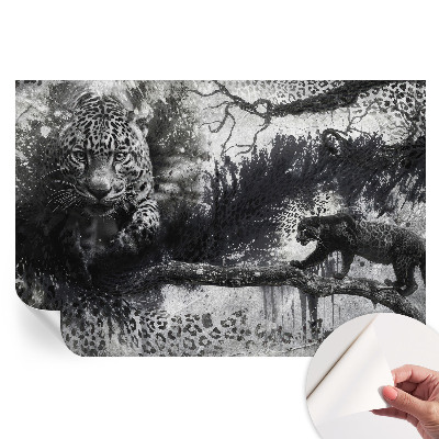 Fototapet modern pentru sufragerie cu model abstract de leoparzi