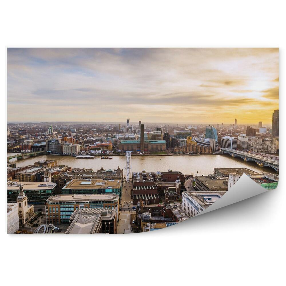 Fototapet perete Londra Vedere Aeriană Orizontul Orașului Nori Apus De Soare