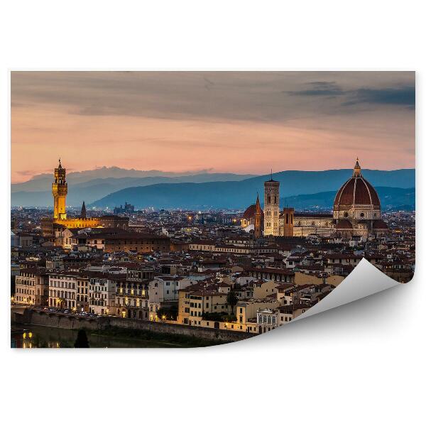 Fototapet Piața Michelangelo Clădiri Florența Munți Cer Nori Râu Noapte Lume