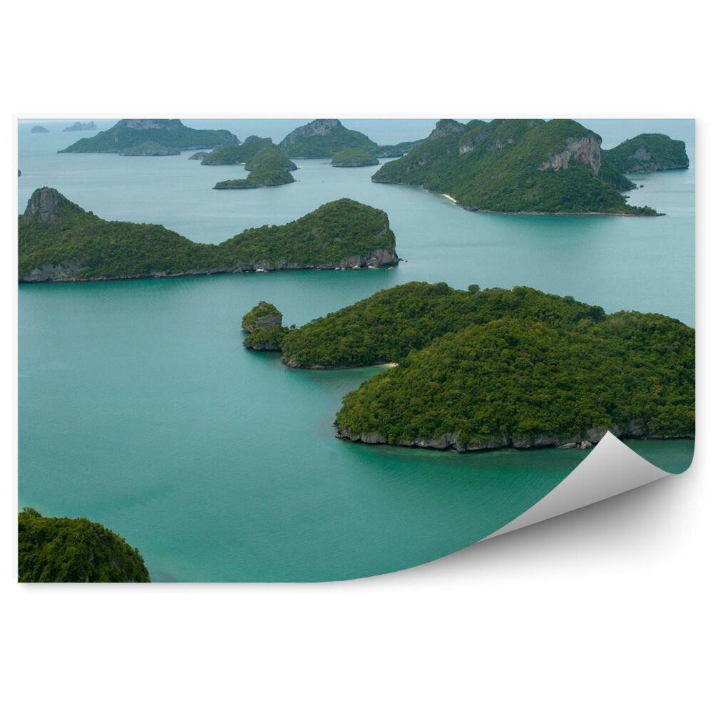 Fototapet vintage Munții Stânci Insulă Nave Ocean Cer