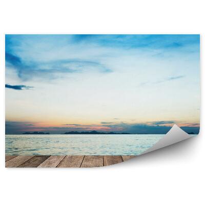 Fototapet perete Terasă Din Lemn Apus De Soare La Mare