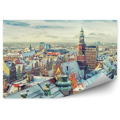 Fototapet pentru perete Clădiri Primărie Cer Nori Zăpadă Iarnă