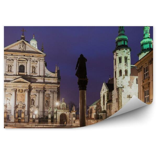 Fototapet vintage Cracovia biserică monument de lumină noapte