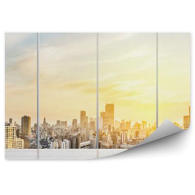 Fototapet vintage Lumina soarelui căzând pe clădirile orașului