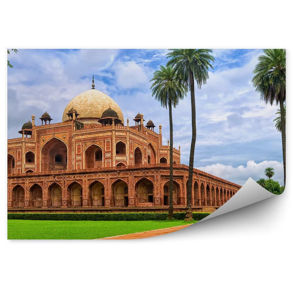 Fototapet vintage Mormântul lui Humayun arhitectură clădire palmieri natura India