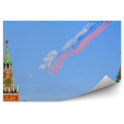 Decor fototapet Avioanele cu pavilion rusesc fumează clădiri
