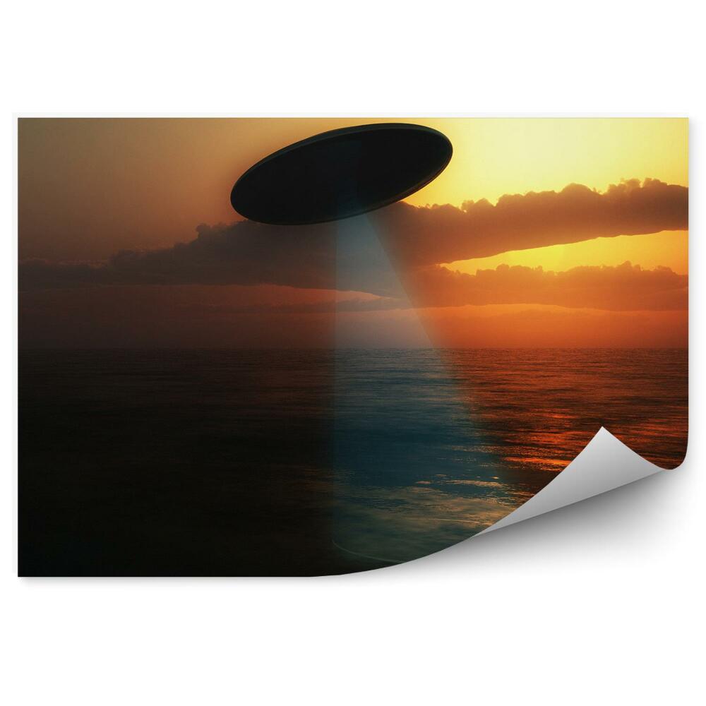 Fototapet vintage Ozn Navă Spațială Lumină Mare Apus De Soare Nori