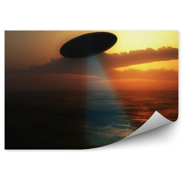Fototapet vintage Ozn Navă Spațială Lumină Mare Apus De Soare Nori