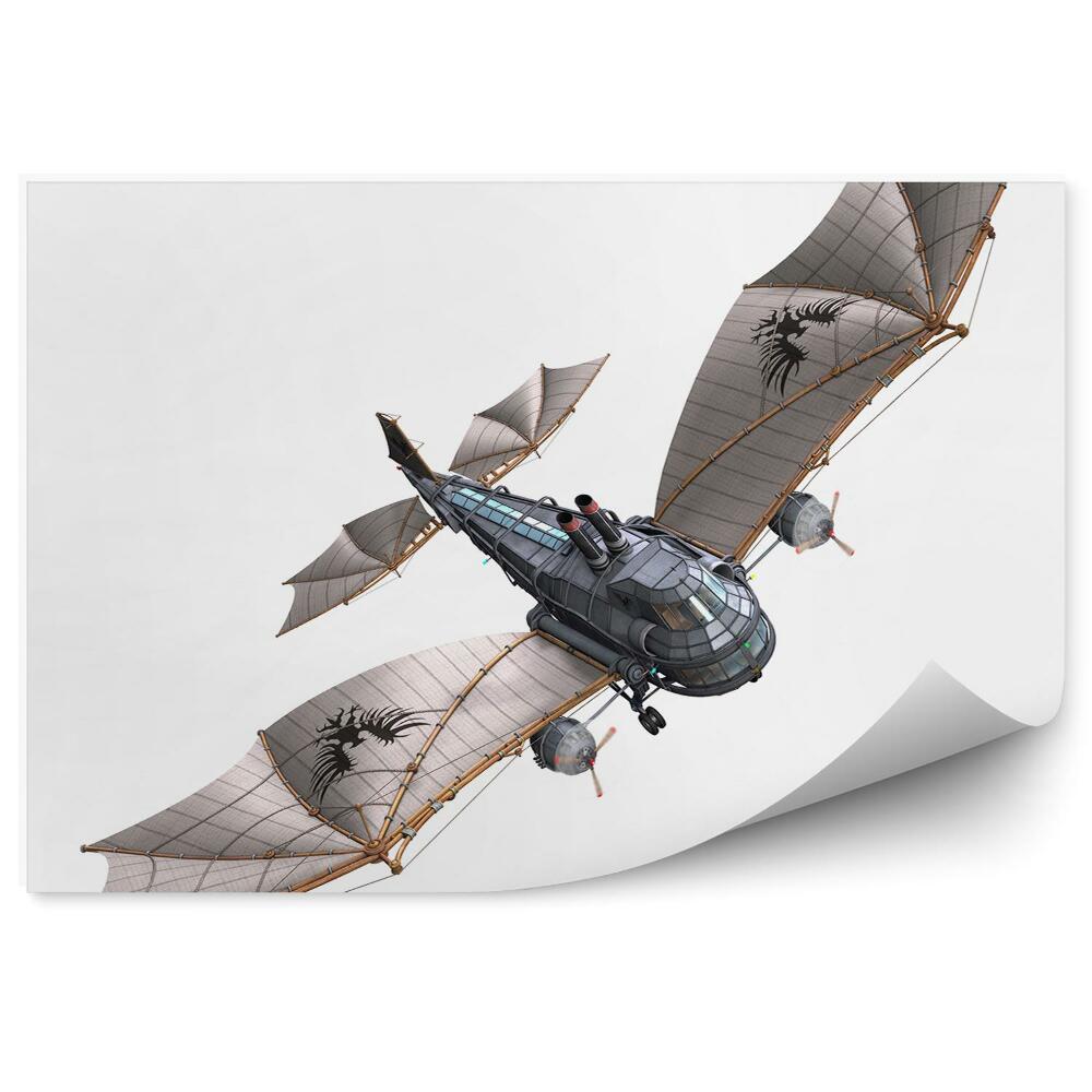 Fototapet Steampunk avion design fundal alb