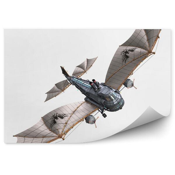 Fototapet Steampunk avion design fundal alb