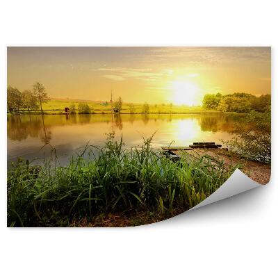Fototapeta Złoty zachód słońca jezioro
