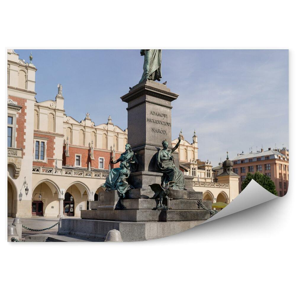 Fototapet vintage Hala Pânzei, Cracovia, Lumini, Piață, Monumentul Lui Adam Mickiewicz